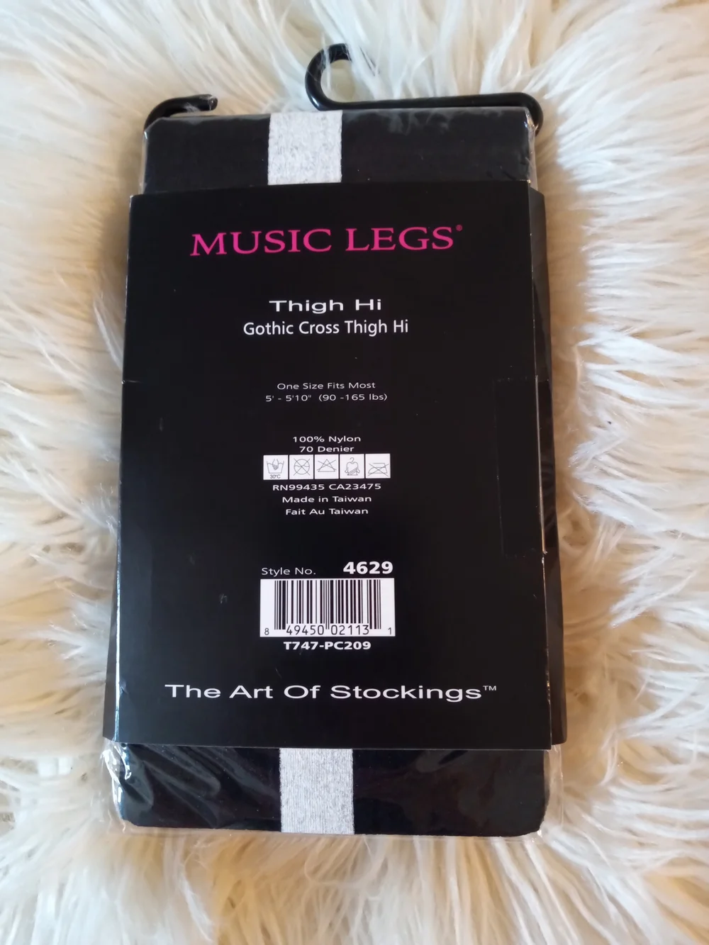 Music Legs Black & White Gothic Cross Thigh High Stockings
